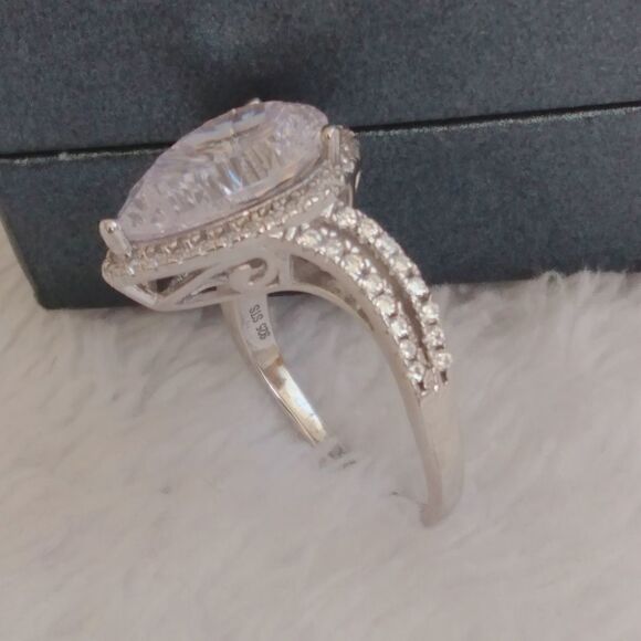 LUSTRO STELLA AAA Cubic Zirconia Sterling Silver Ring” - Picture 1 of 5